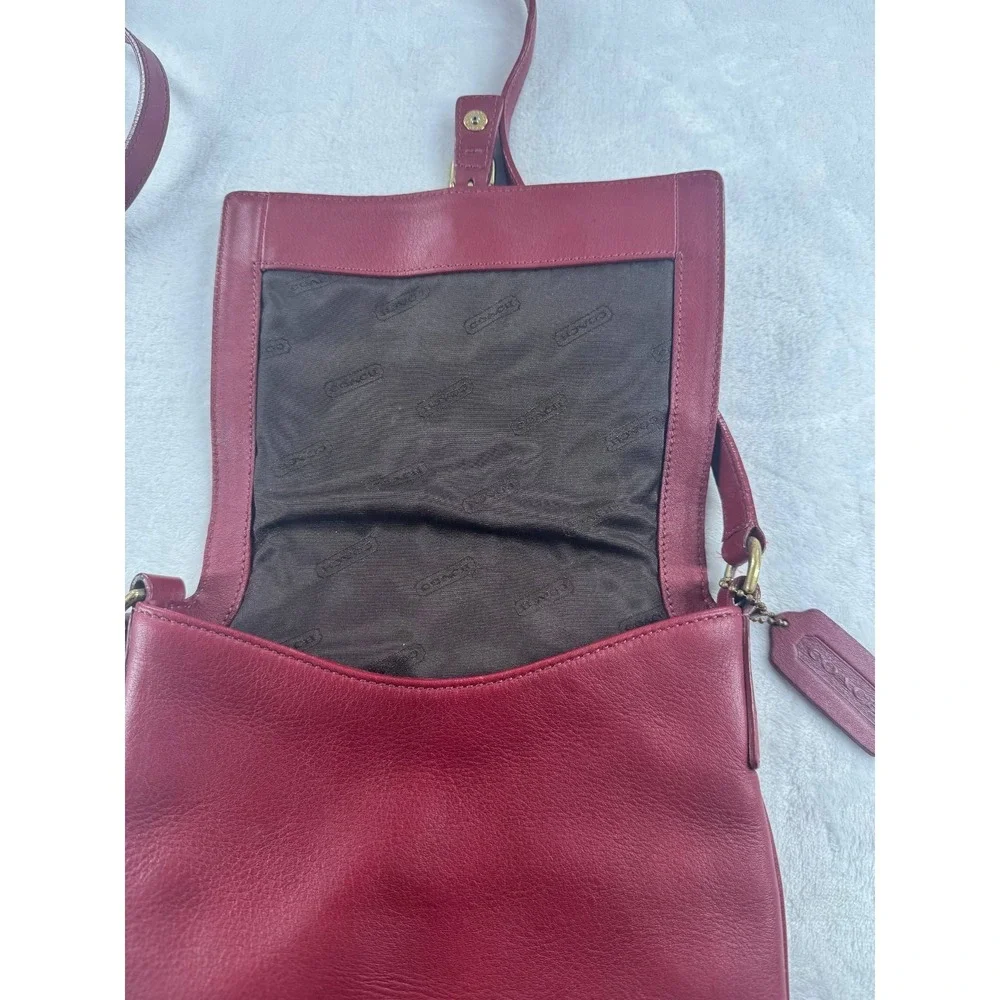 Coach Legacy‎ 9592 Flap Crossbody Bag Women's Red Leather Messenger Handbag